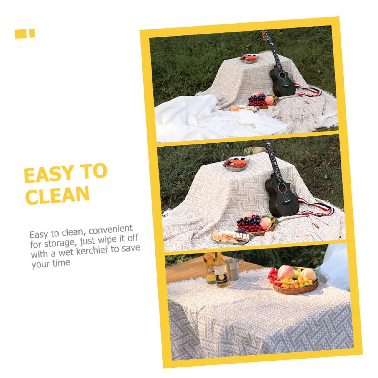 Couverture de Pique-niques Blanche en Polyester Coton Légère | Confort D’assise, Protection Solaire, Portable et Facile à Nettoyer, pour Activités Extérieures et Sorties