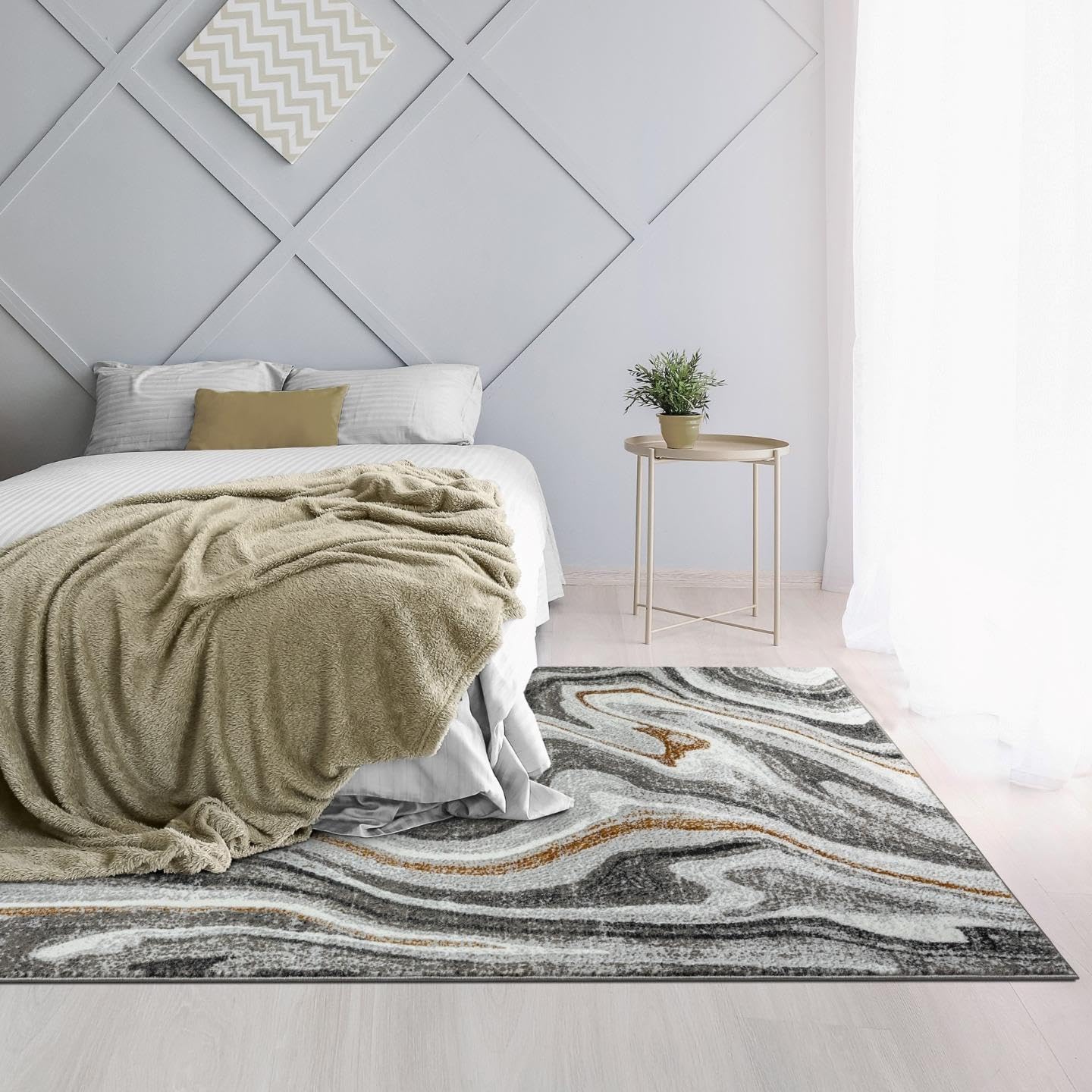 LUXE WEAVERS Marble Patterned Abstract Swirl Gray 5x7 Area Rug