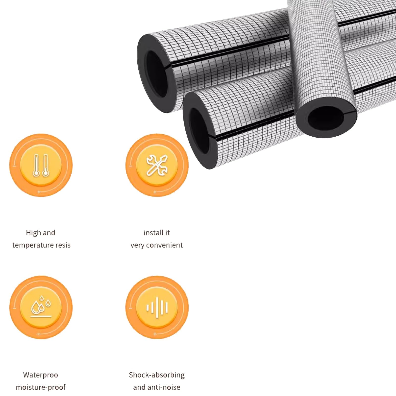 9 Unidades de Envoltorio de Espuma for Tubos con Bordes Auto-Agrietables, Aislante Tubo Aire Acondicionado y Churros Piscina de Espuma for Tubos de Agua Exteriores/Interiores(Id-34mm(1-1/4"))