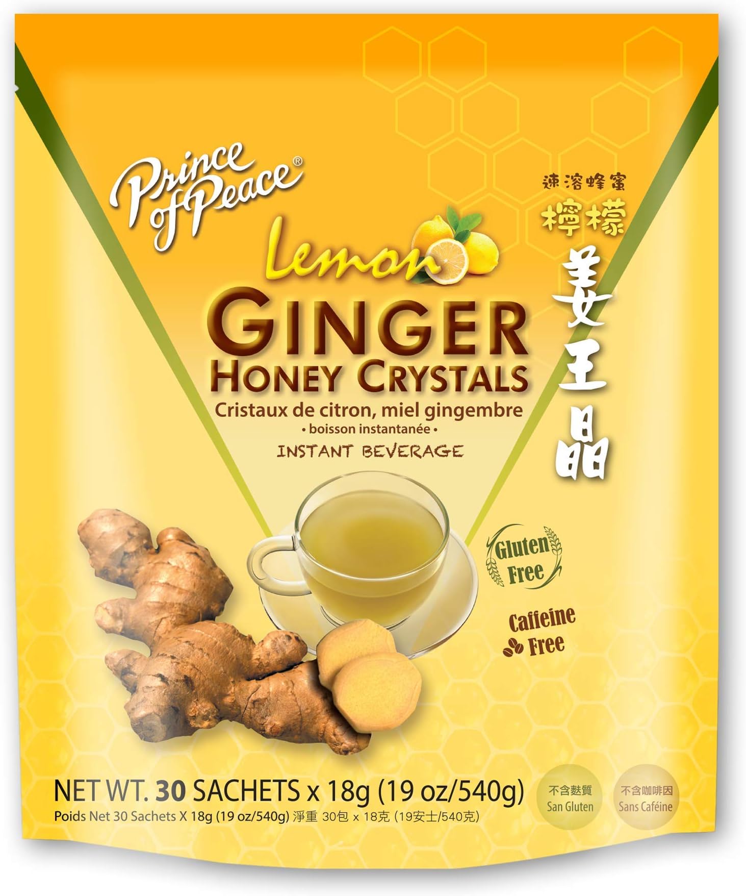 Prince of Peace Instant Lemon Ginger Honey Crystals, 30