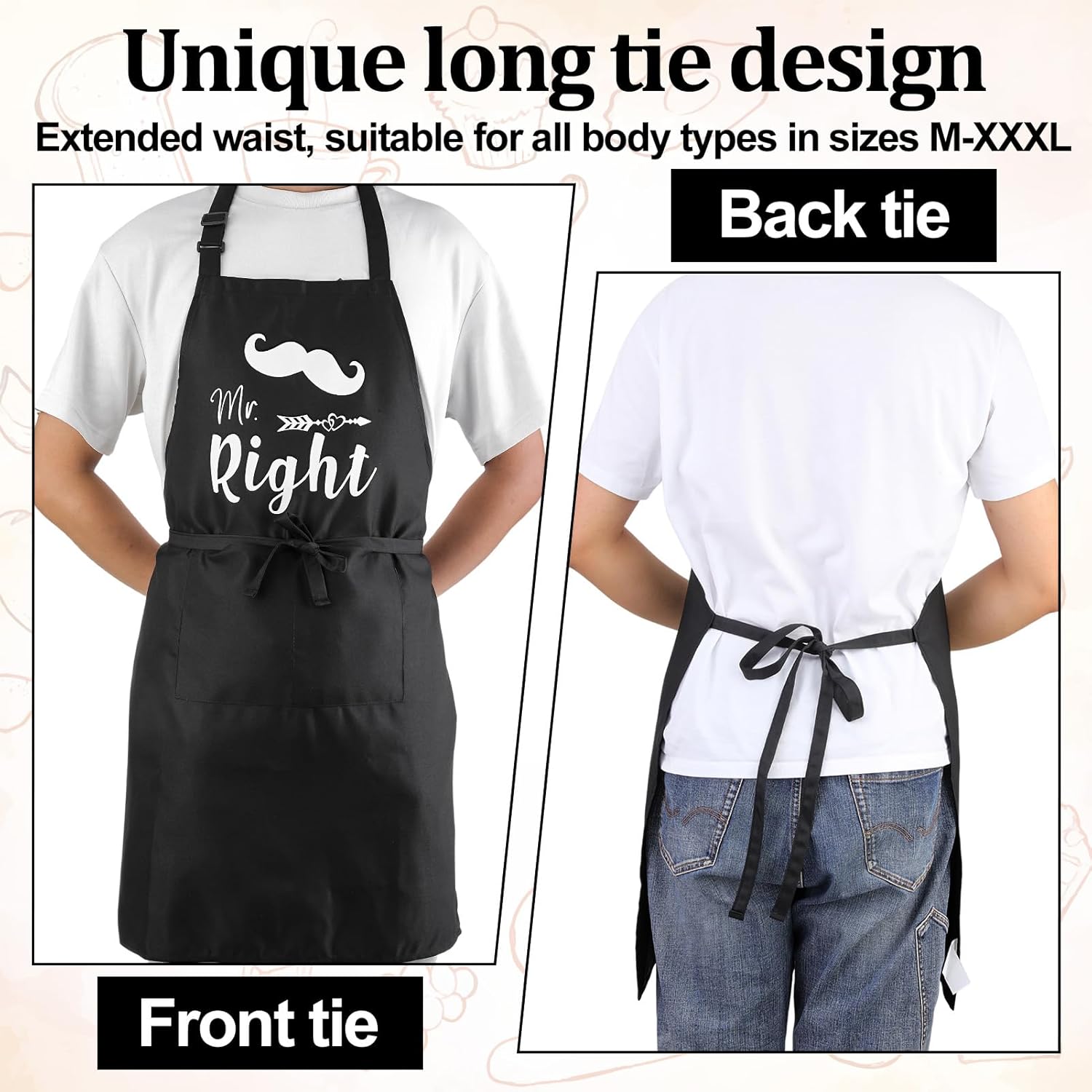 Funny Couple Aprons His and Hers Apron Adjustable Kitchen Apron Couple Gift for Engagement Wedding Valentines Day - Image 5