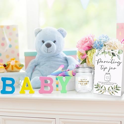 Miniatura 6 de Roowest Tarjetas de consejos de baby shower a consejos para bebé para futuros padres - Juego de frascos de consejos para nuevos padres 60 tarjetas