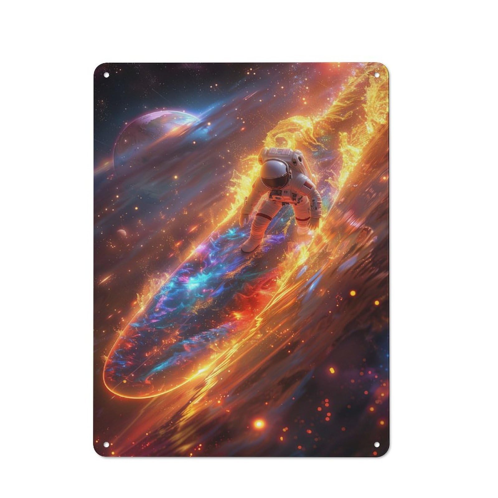 Junmoney Style-18 Space Surfer Metal Wall Sign 40X30cm, Rustic Decor For Workshop Wall, For Vintage Wall Decor Fans, For Themed Room Decoration