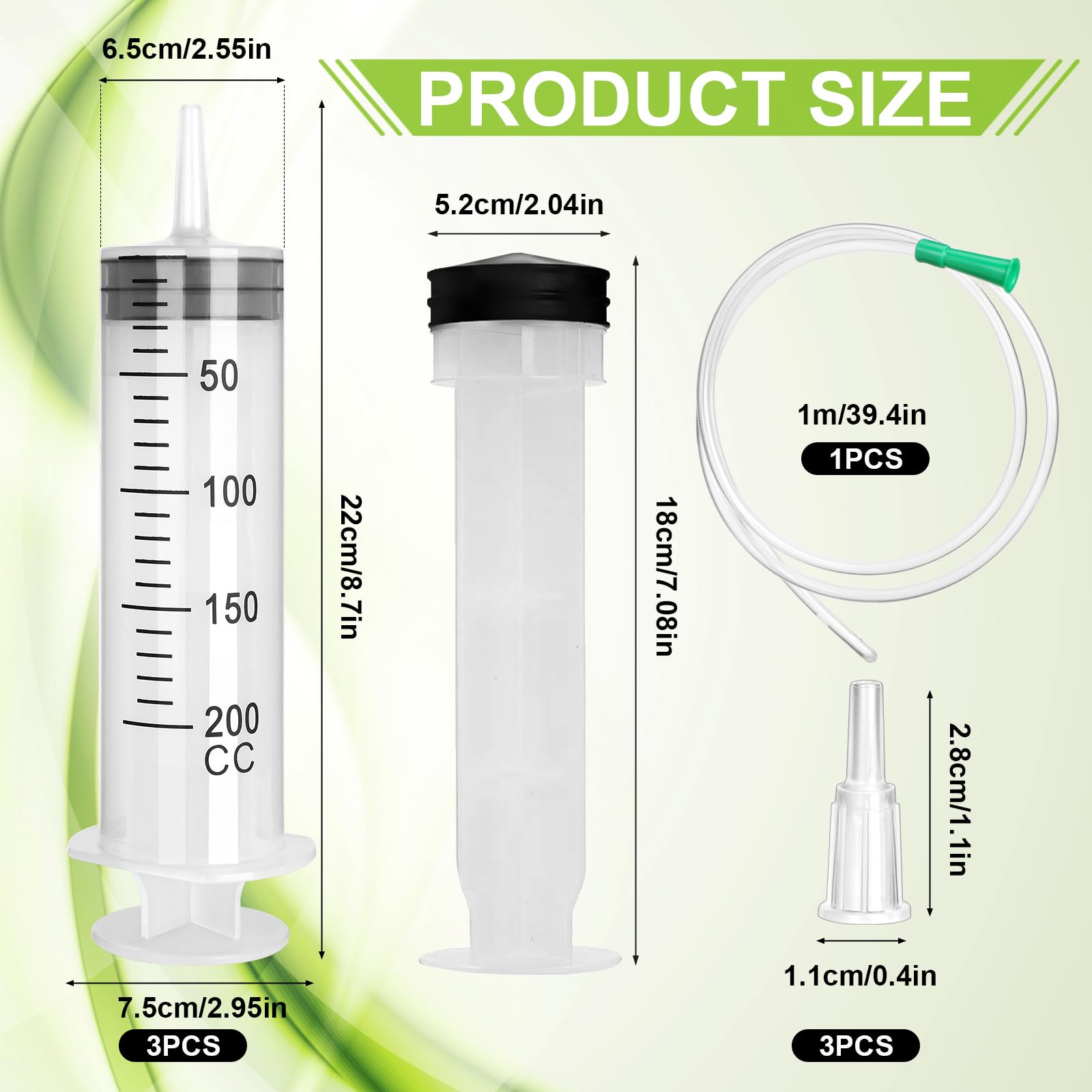 Jeringa curvada de plástico de 200 ml, jeringa reutilizable de gran volumen, jeringa de plástico con tapa de cierre, jeringa sin cánula para laboratorios científicos fábricas