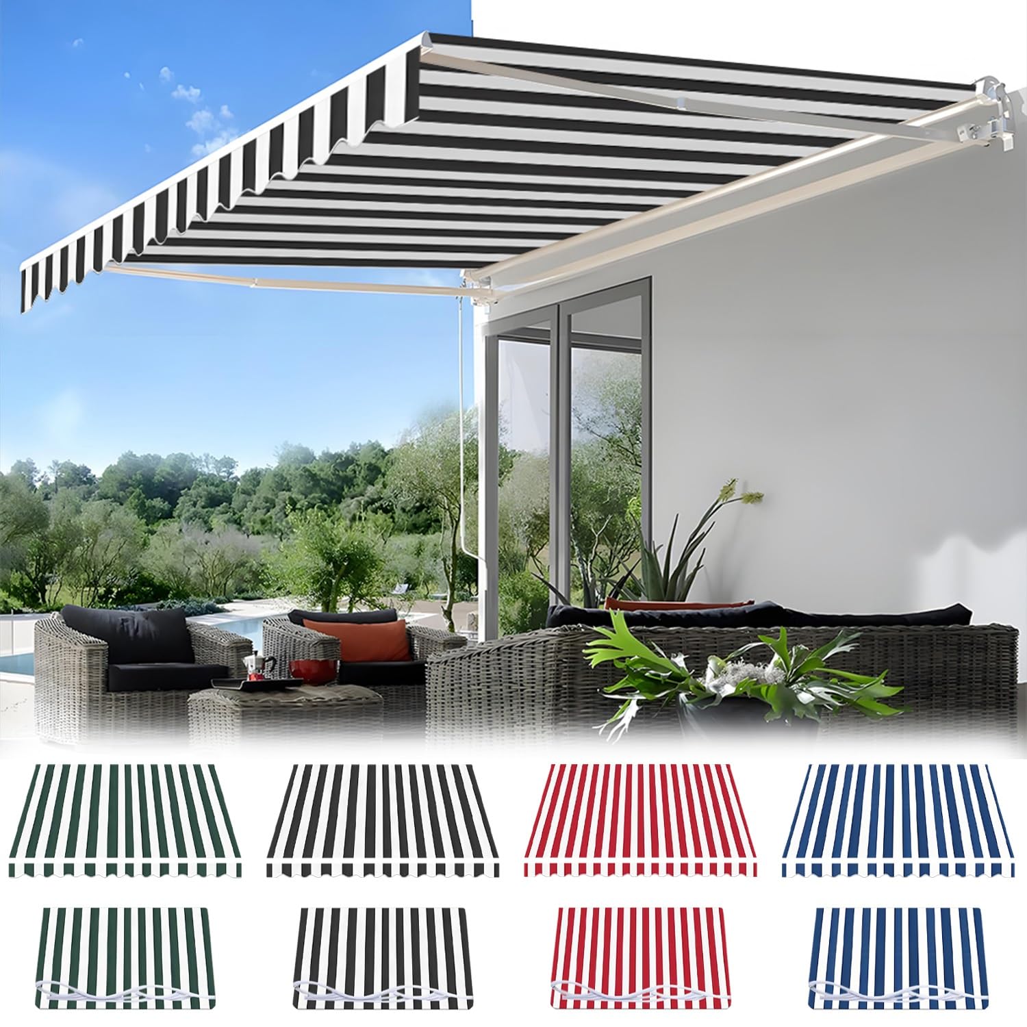 Wysuwana markiza do kampera, czarna, 6 x 2,5 m, osłona przeciwsłoneczna na patio, balkon, taras, trwały, poliestrowy pokrowiec na baldachim dla zwiększonej ochrony przed słońcem