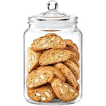 Biscotti Jar, 1/2 Gallon Wide Mouth Glass Cookie Jar, Glass Canisters with Airtight Lids, Kitchen Canisters for Cookies, Candy, Sugar, Flour, Nuts