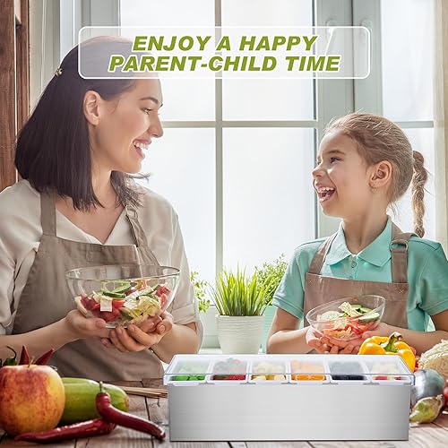 Vista 13 de Tessco for you Bandeja para decorar con tapa, contenedor de condimentos refrigerado por hielo con cuchara de hielo, mini pinzas de metal