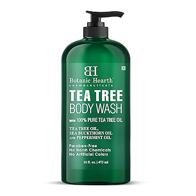 Botanic Hearth Tea Tree Body Wash -16 fl oz- All-Natural Antifungal & Odor-Control Shower Gel for Acne, Athlete’s Foot, Ringworm, Jock Itch & Healthy Skin,Sulfate & Paraben Free, for Men and Women