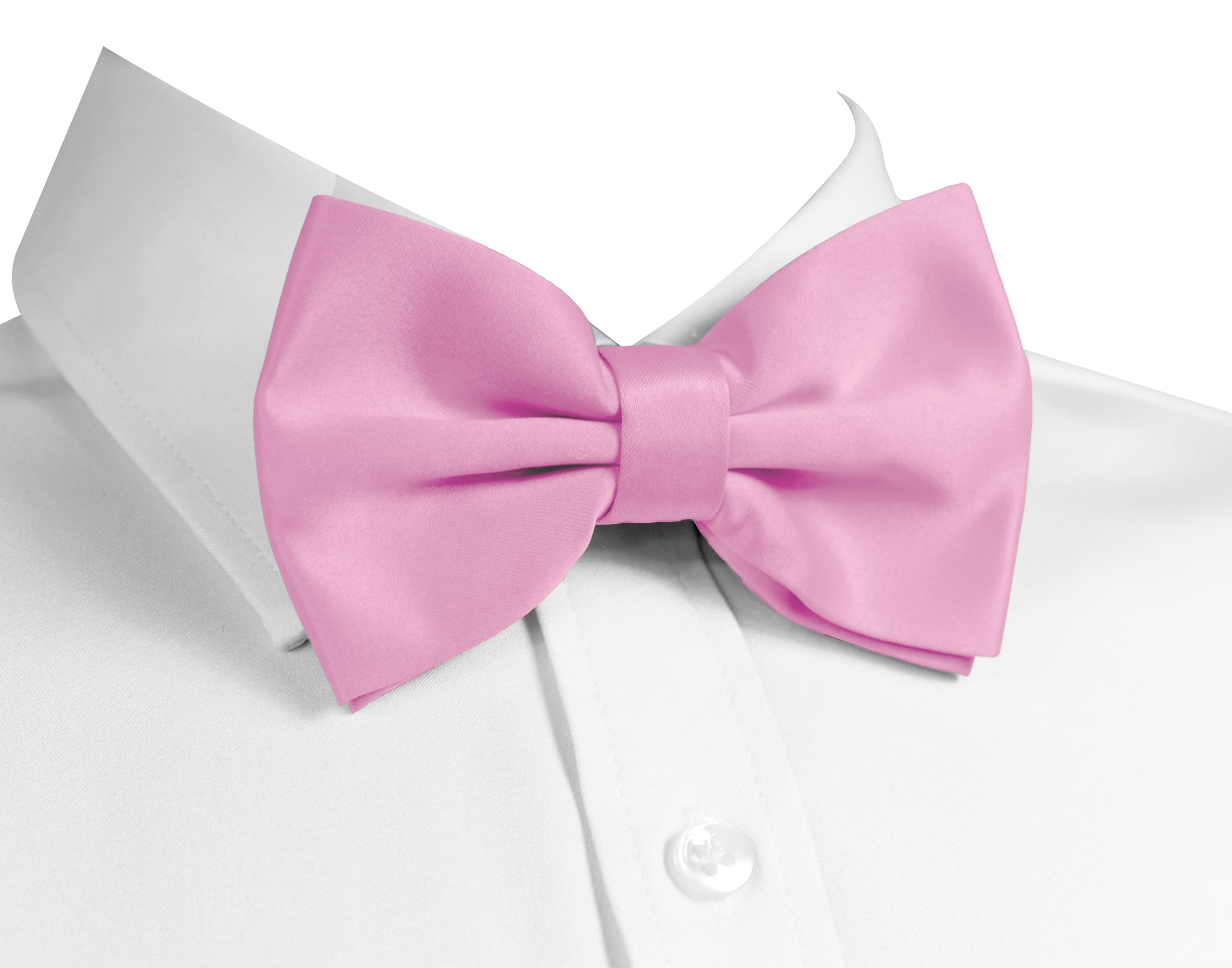 trilece Mens Solid Color Formal Pre Tied Bow Ties and Pocket Square Sets - Mens Bowties Bow Tie Sets (Pink Set)