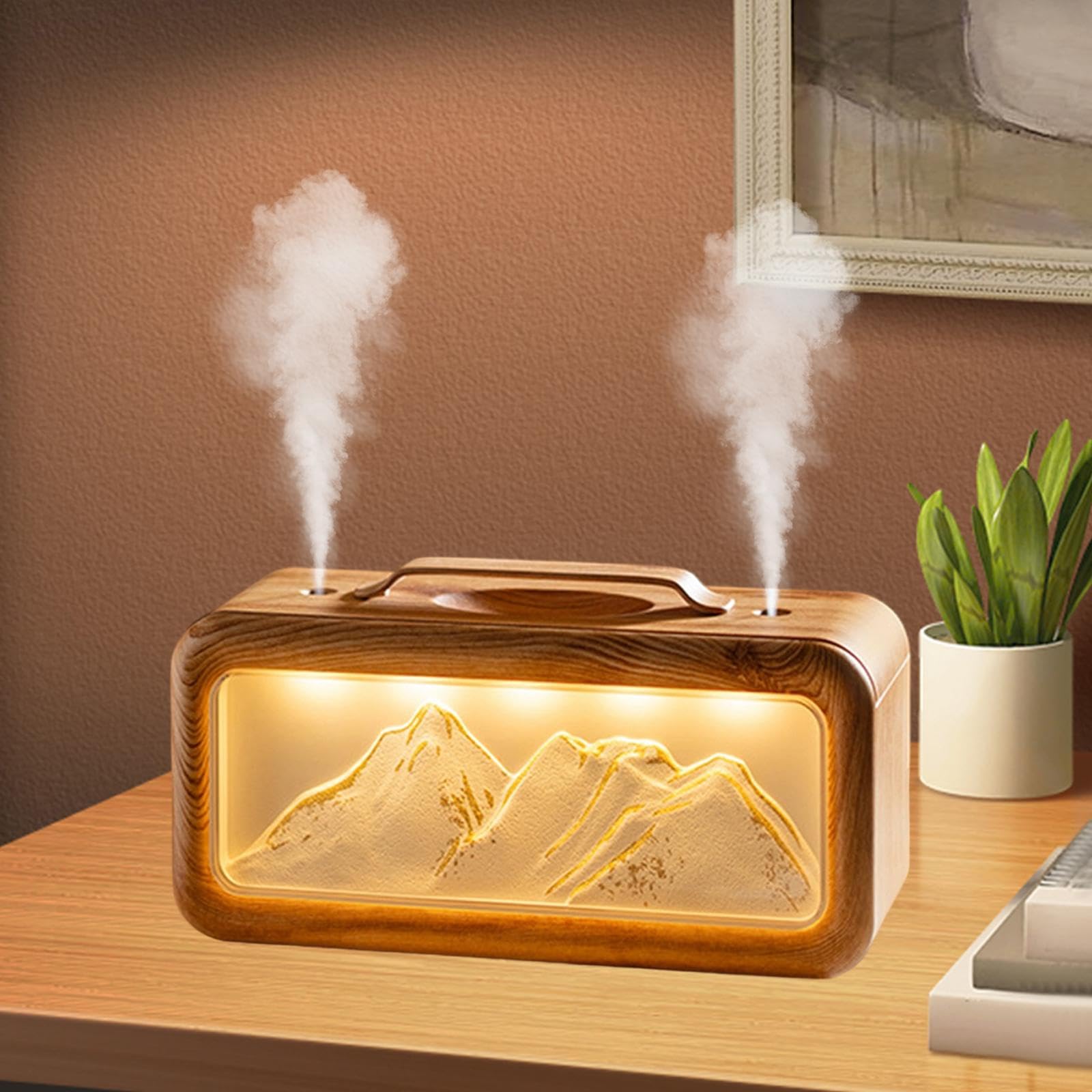 B Baosity avec Veilleuse, 2 Modes de Pulvérisation, D'air Silencieux et Diffuseur D'arômes pour Salon, Hôtel, Bureau, Cham, Grain de Bois Clair