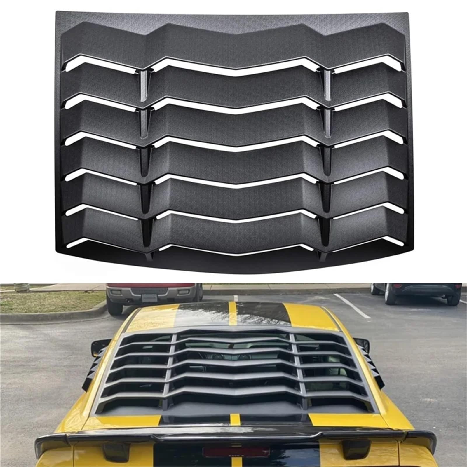 Rear Window Louvers Windshield Sun Shade Cover GT Lambo Style ABS Compatible for Ford Mustang 2005-2014 Custom Fit (Matte Black)