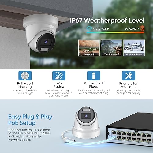 Miniatura 9 de Cámara IP PoE de 4 MP visión nocturna a color de 4 MP cámara de torreta para exteriores con lente de 0157in micrófono integrado ranura para tarjeta