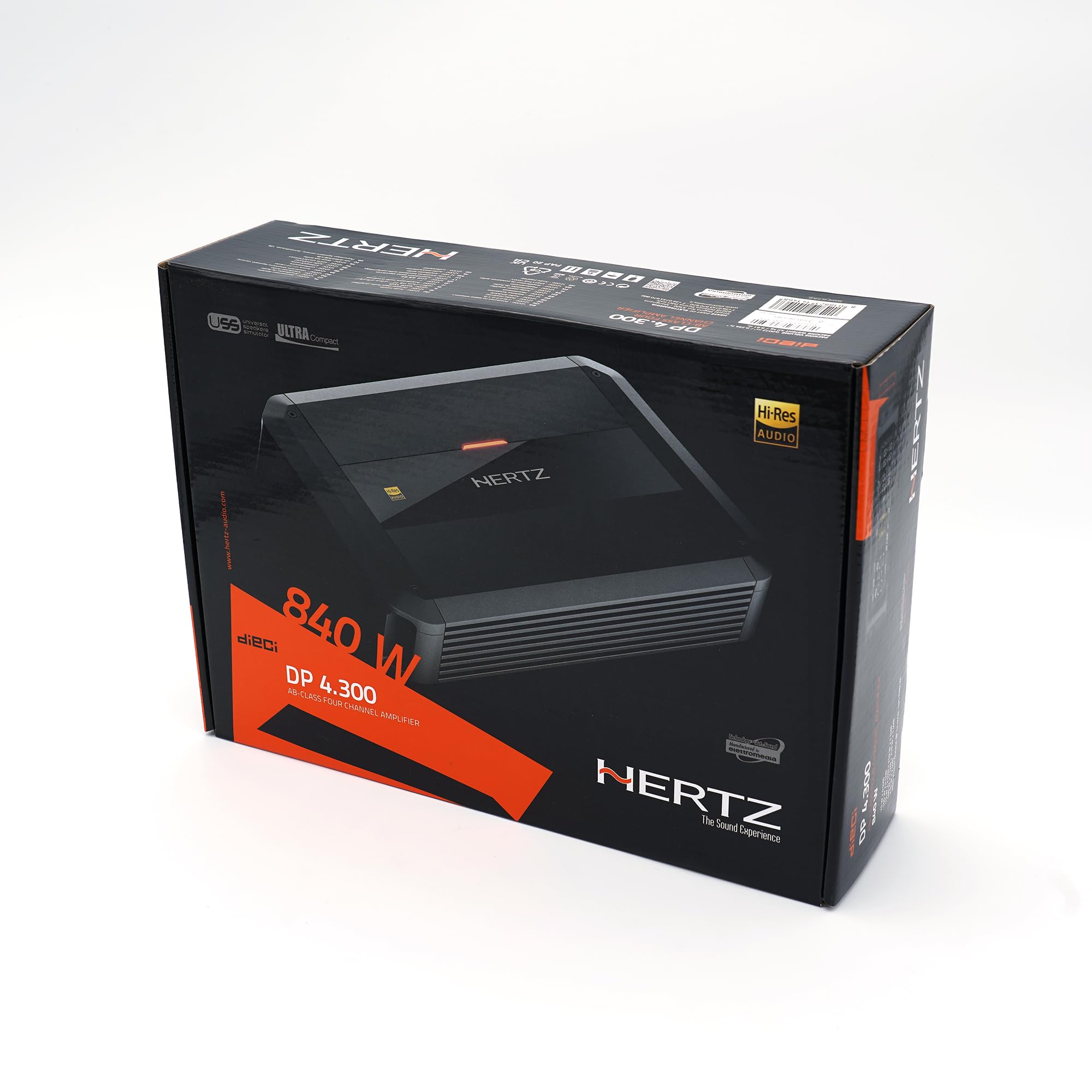 Hertz Dieci Power DP 4.300 – 4-Kanal Auto-Verstärker in Class AB, 4x105W an 2 Ohm, entwickelt für Audiosysteme mit hoher Dynamik – HI-Res Audio