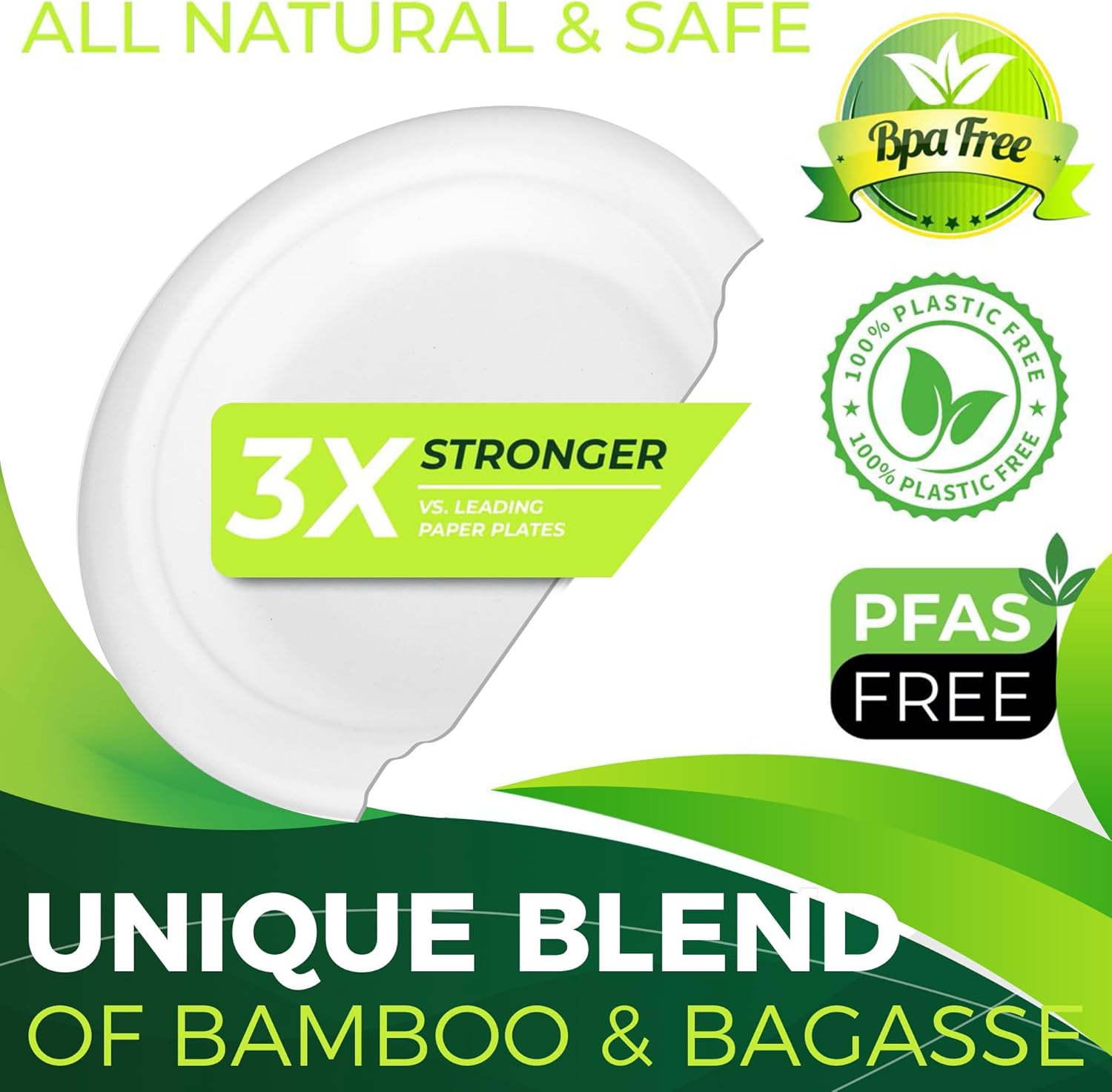 150PCS 100% Small Dessert Plates Disposable, 6 inch Paper Plates, Compostable Appetize Plates, Cake Plates, Biodegradable Made of Sugarcane Fiber - Image 3