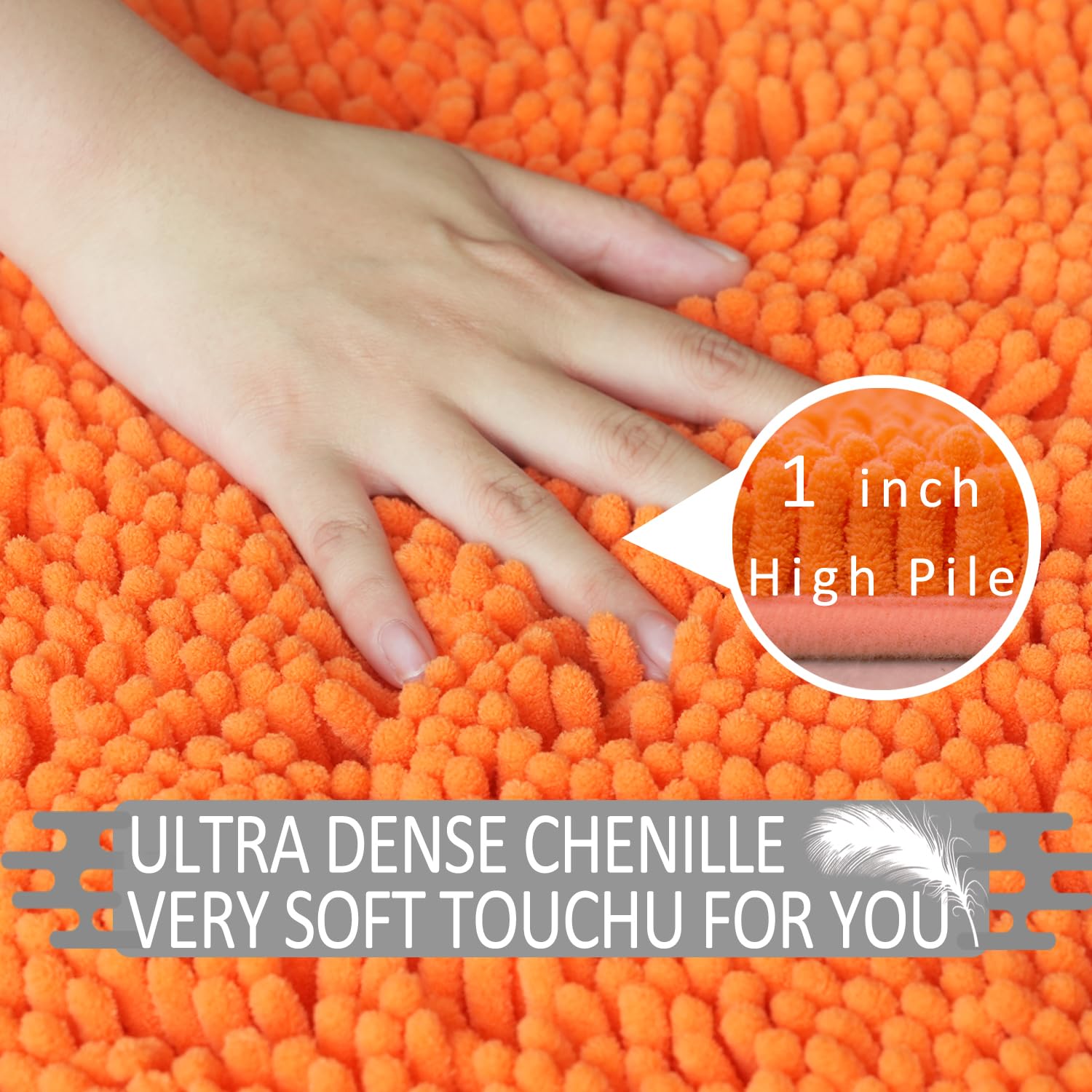 Lot de 3 tapis de salle de bain en chenille, très épais et absorbants, antidérapants, lavables en machine, séchage rapide, doux et confortable, utilisés sous la douche, baignoire et évier,