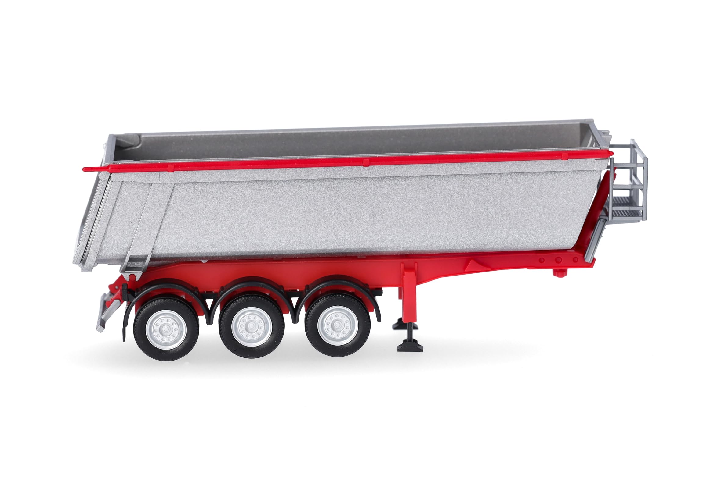 Herpa LKW Modell Schmitz Cargobull Kippsattelauflieger mit Stahlmulde, silbermetallic, Miniatur im Maßstab 1:87, Sammlerstück, Made in Germany, Kunststoff