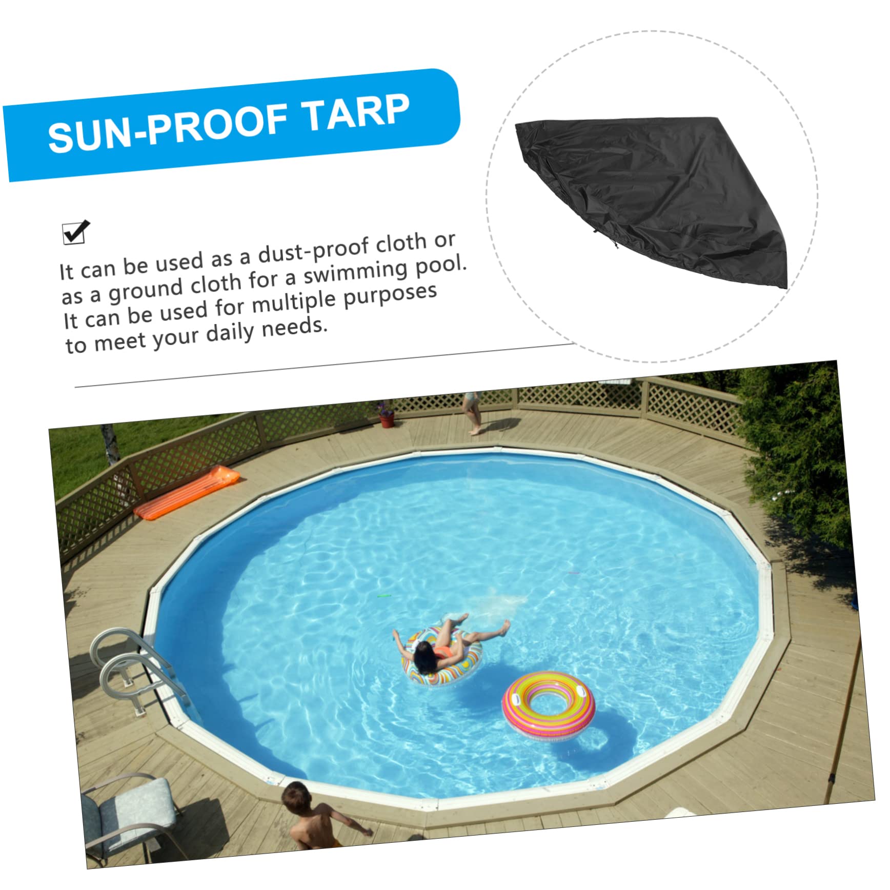 Abaodam Swimming Pool Cover Trampoline Cover Protector 8ft Round Inflatable Oxford Fabric