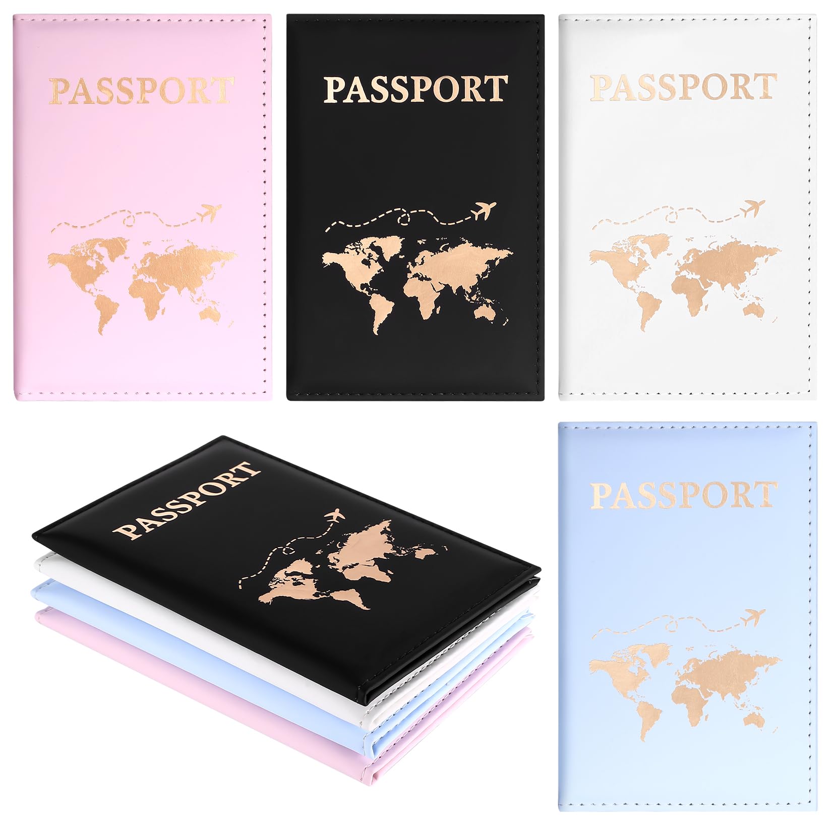 Lot de 4 Étuis pour Passeport - Personnalisé pour Cartes de Crédit, Carte d'Identité et Documents de Voyage