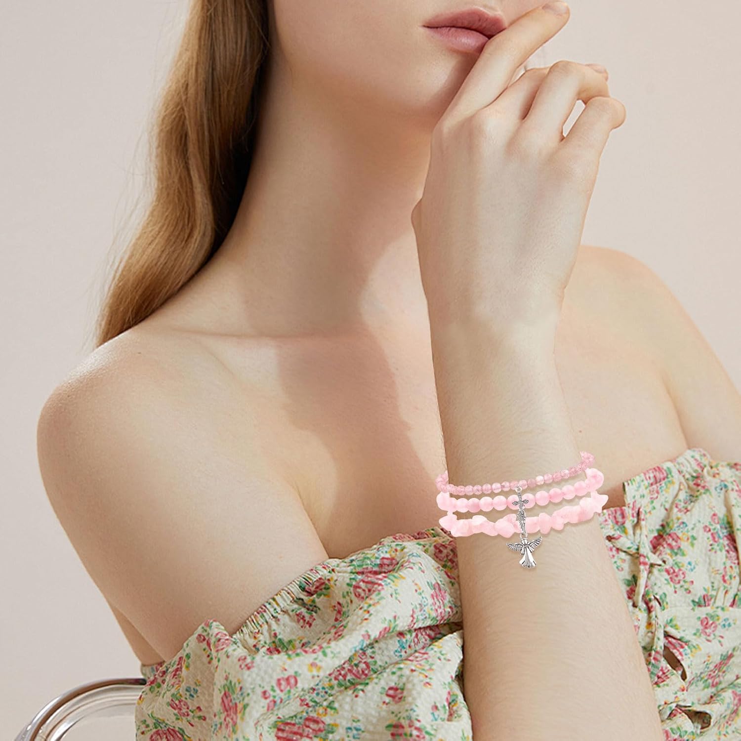 Amazonite Bracelets for Women 3Pcs Amazonite Bracelet Natural Stone Beaded Bracelets Handmade Stretch Gemstone Bracelet Healing Crystal Bracelet Healing Jewelry Gifts for Women Girls - Image 5