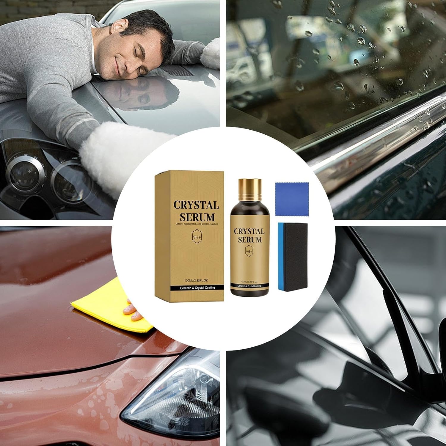 Ceramic Car Coating | 9H+ Protection Paint Detailing 100ml with Sponge Towel - Automotive Coating Detailing Set - for RV Truck SUV High Gloss Shine, Scratch Protection