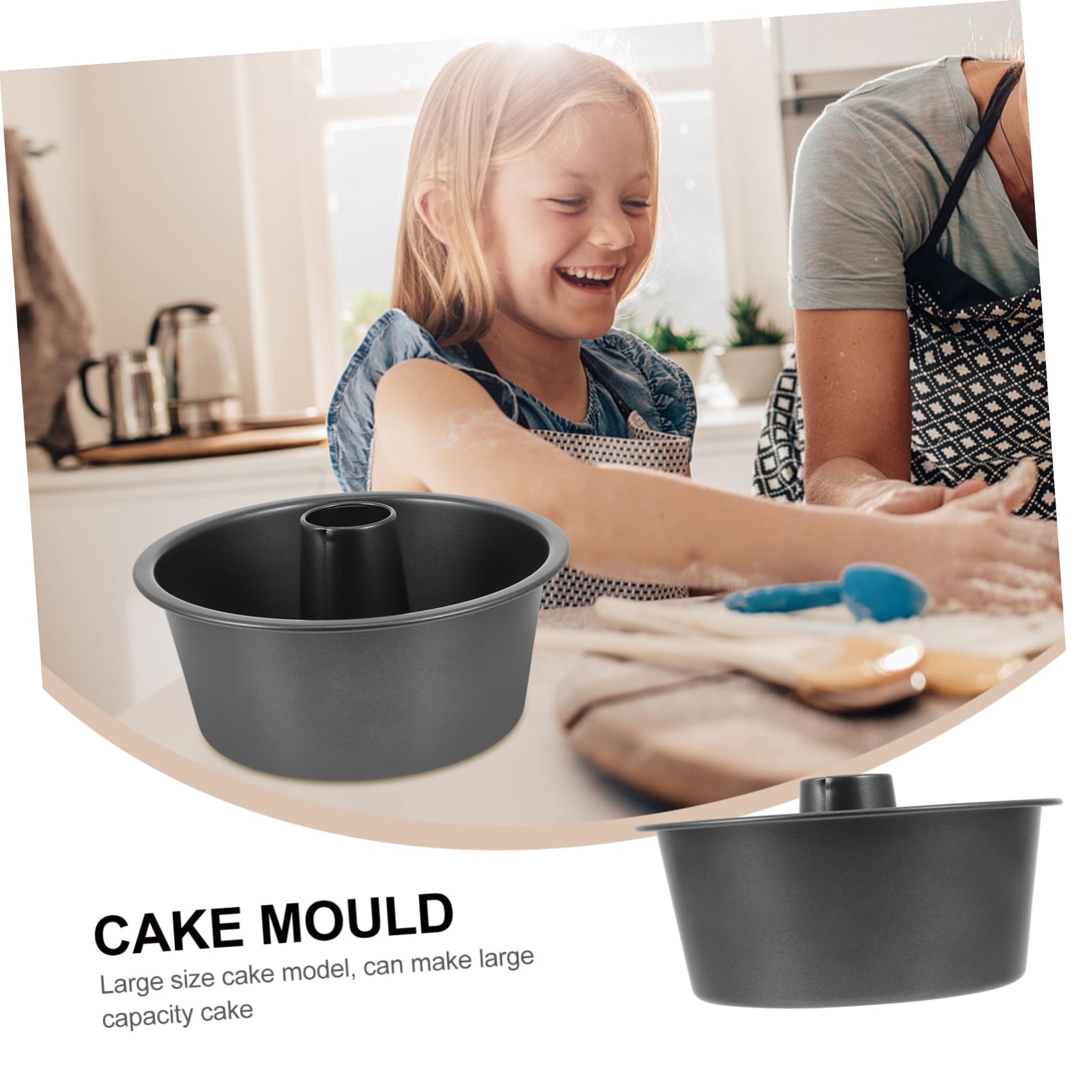 ULTECHNOVO Stampo per Torta in Acciaio al Carbonio Spesso Nero, Forma Rotonda Cava, Facile da Sformare Distribuzione Uniforme del Calore, Design Semplice e Pratico