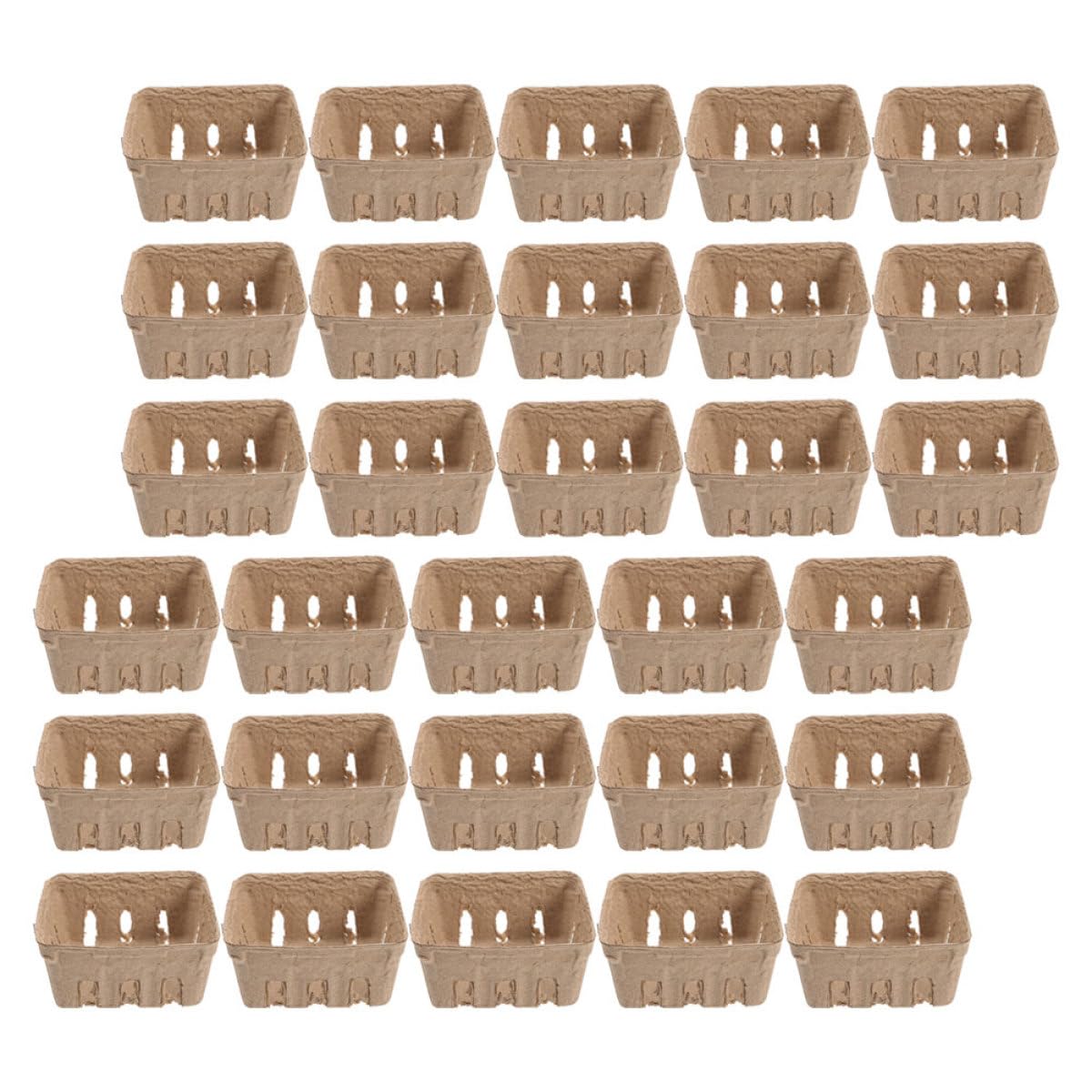 Caja de embalaje para frutas beige: pack de 40 cestas rústicas de pulpa biodegradable