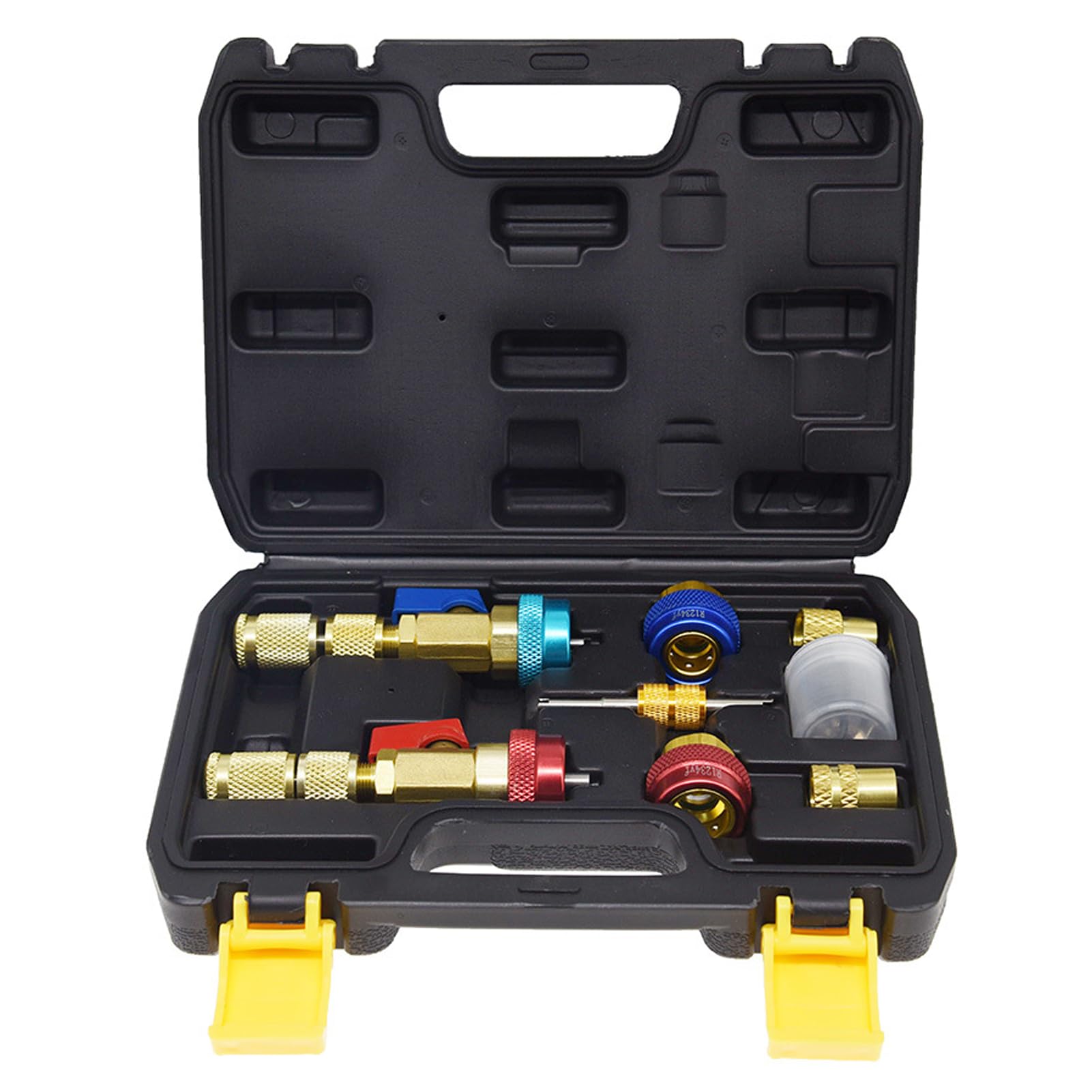 Aramox Kit di Strumenti per Il Nucleo della Valvola AC Installatore per la Rimozione del Nucleo della Valvola in Ottone per R134A R1234YF R22 1 Kit Finitura Dorata per Il Servizio di Riparazione