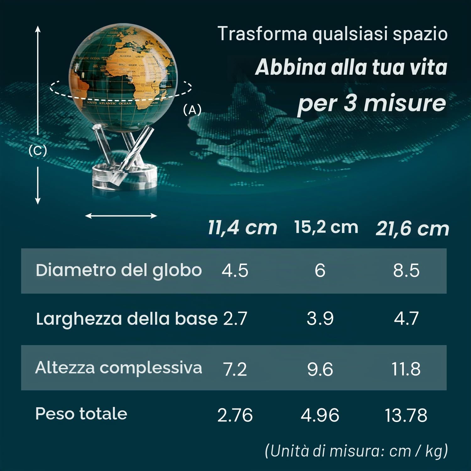MOVA Globes Venere Classico (4,5") | Mappamondo Auto-Rotante a Energia Luminosa |Silenzioso, Senza Batterie né Fili |Decorazione da Scrivania o Idea Regalo Globo Spazio