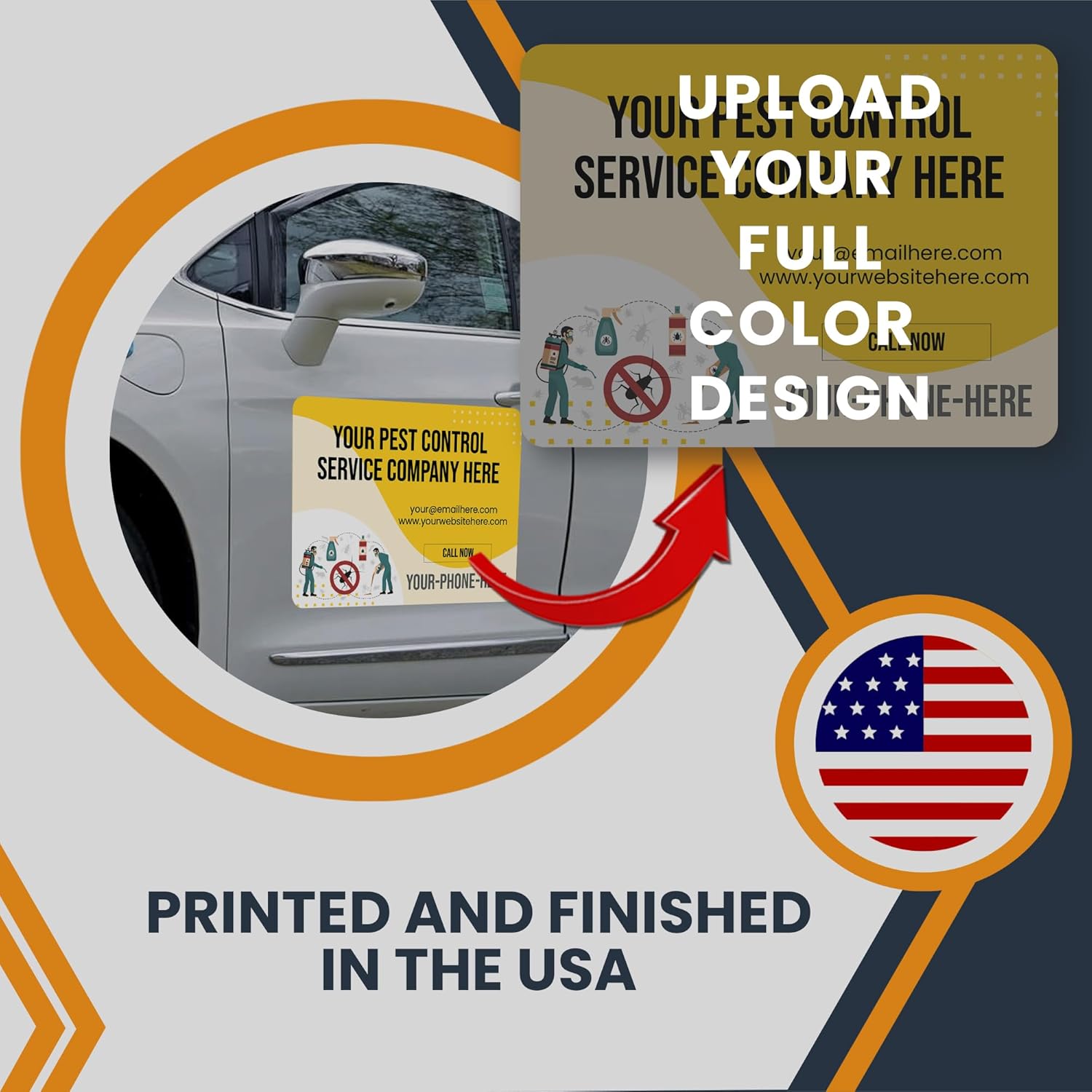 Magnet Me Up Custom Car Magnet, Exterminator Service, Personalized Advertising Sign, 24x18 Inches, 2 PK, Customizable with Company Name, Contact Details, Bumper Magnet, Made in USA