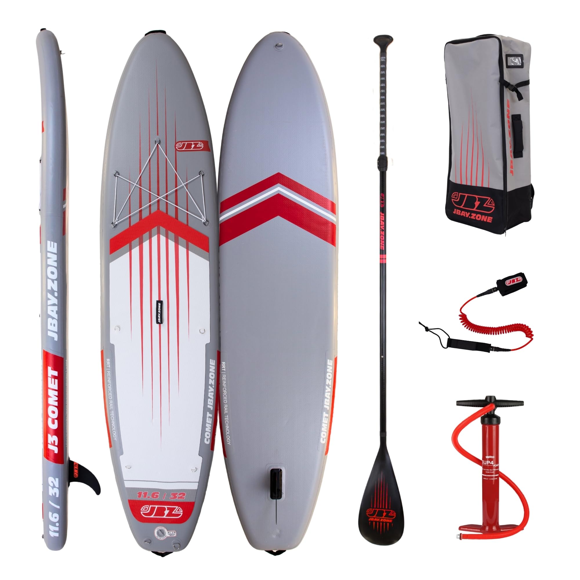JBAY.ZONE Comet J3, Tavola Stand Up Paddle Gonfiabile Allround, Doppio Strato di PVC Fusion, Pompa a Doppia Azione, Pagaia Regolabile e Borsa Incluse, Fino a 160kg, 350x81x15 cm, Rail Termosaldato RRT