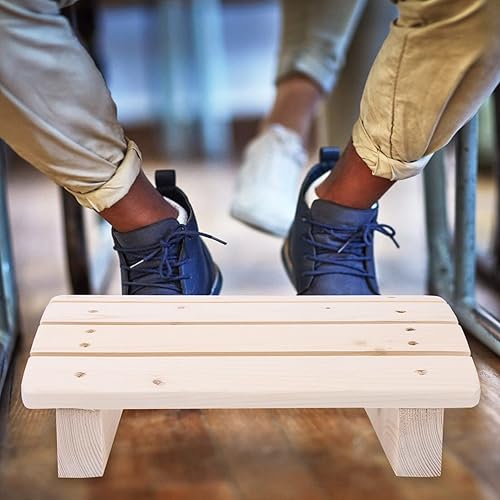 Miniatura 8 de STOBOK Reposapiés de madera para debajo del escritorio, banco inclinado reposapiés, reposapiés ergonómico, taburete de mesita de noche para oficina,