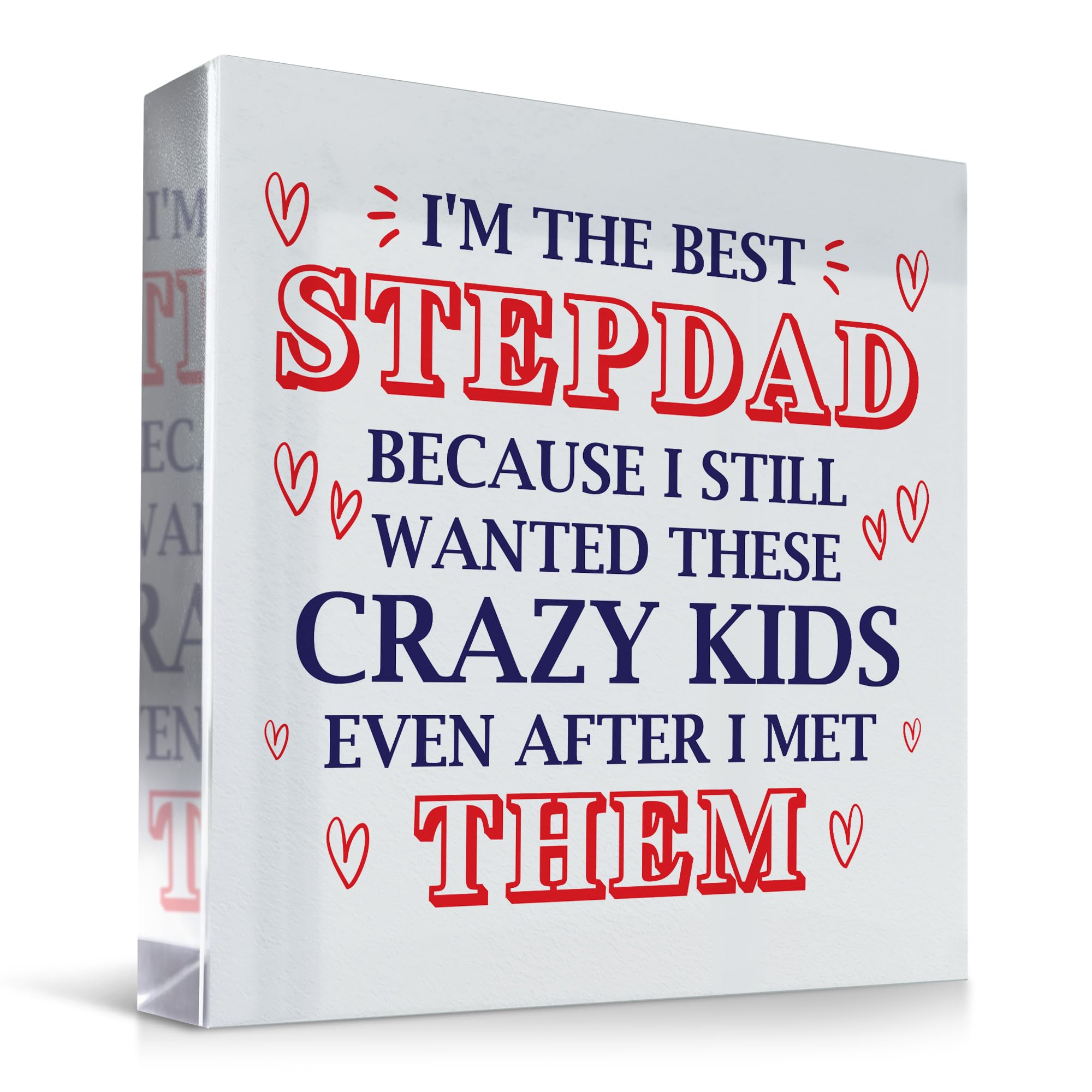 Red Ocean Funny Step Dad Fathers Day Joke Stepdad Birthday Gift Clear Block Gift For Fathers Day Birthday Gift For Step Dad From Daughter Son Thank You Gift For Him