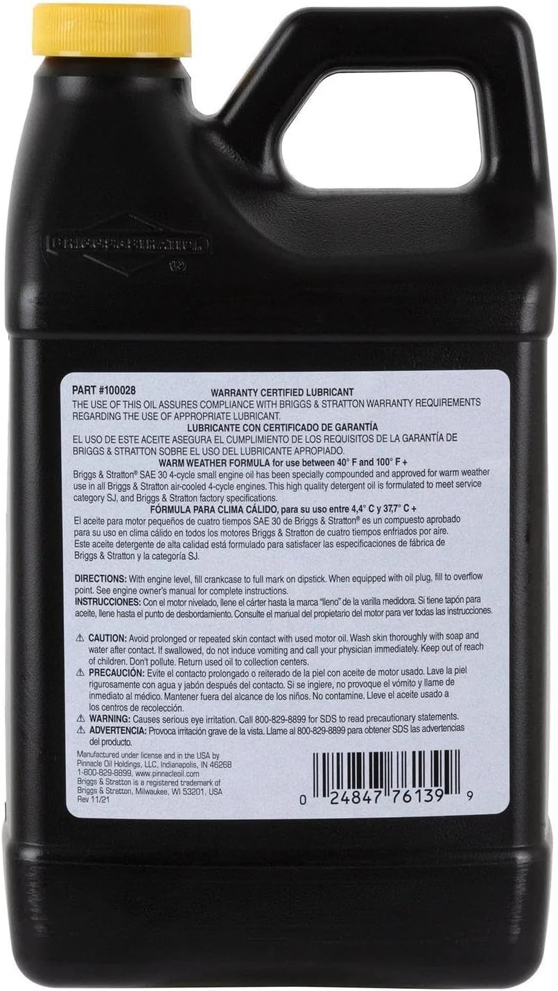 for Briggs & Stratton SAE30 Engine Oil, 48 oz Bottle | 100028