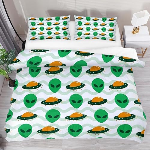 DragonBtu Bedding Duvet Cover Set Alien Invasion Spaceship Quilt Cover Soft Bedding Sets 3 Piece with 2 Pillow Shams for Women Men disponible en Yaxa Colombia