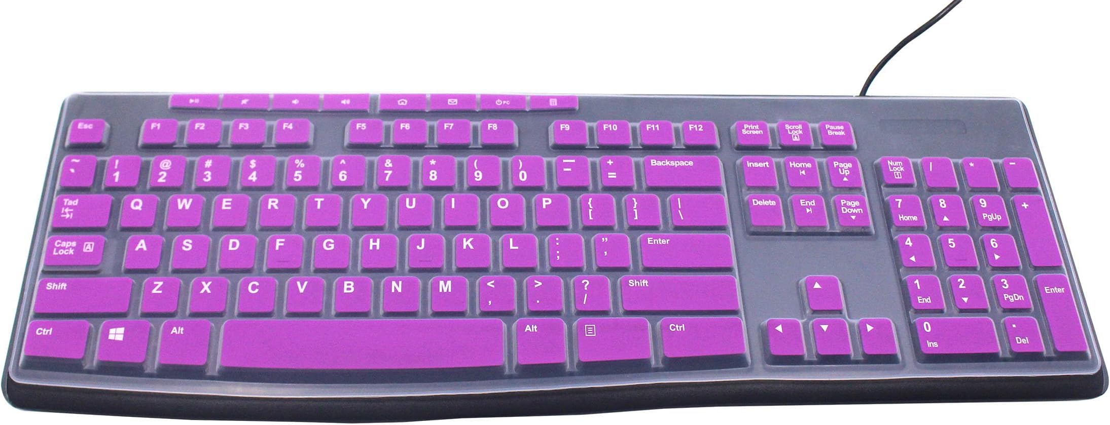 Ultra Thin Desktop PC Silicone Keyboard Cover Skin Protector Compatible for Logitech MK295 MK275 MK270 Wireless Keyboard, Logitech K200 K260 K270 MK200 MK260 Keyboard - Purple
