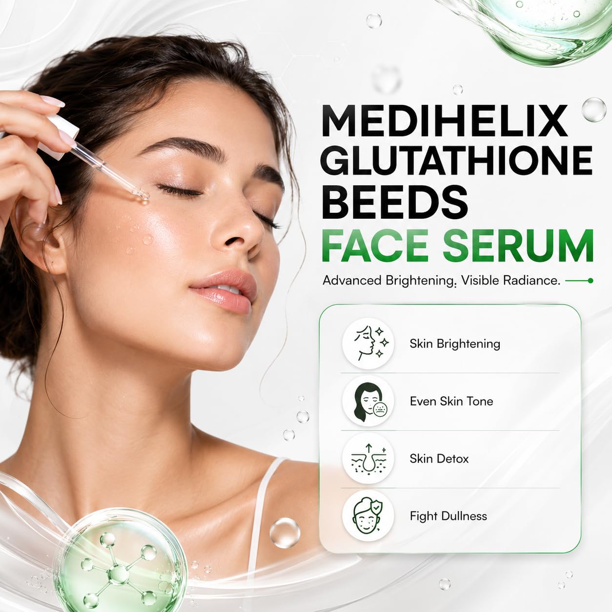 l glutathione for acne MediHelix Brightening Face Serum Pigmentation, and Dark Spots (50ml) for All Skin Types Quick gains💪 Lasting consequences‼️