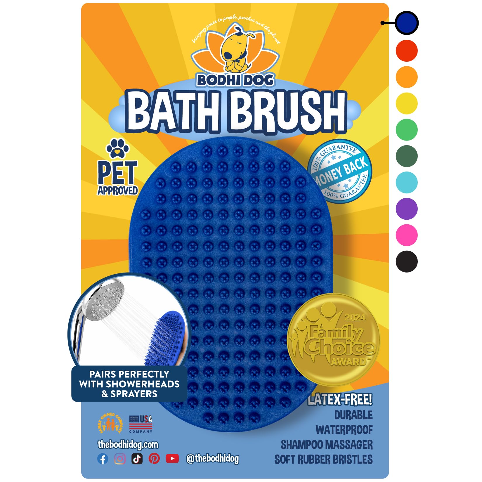 Cepillo de champú para mascotas | Cepillo de masaje relajante con cerdas de goma para lavar perros y gatos | Calidad profesional