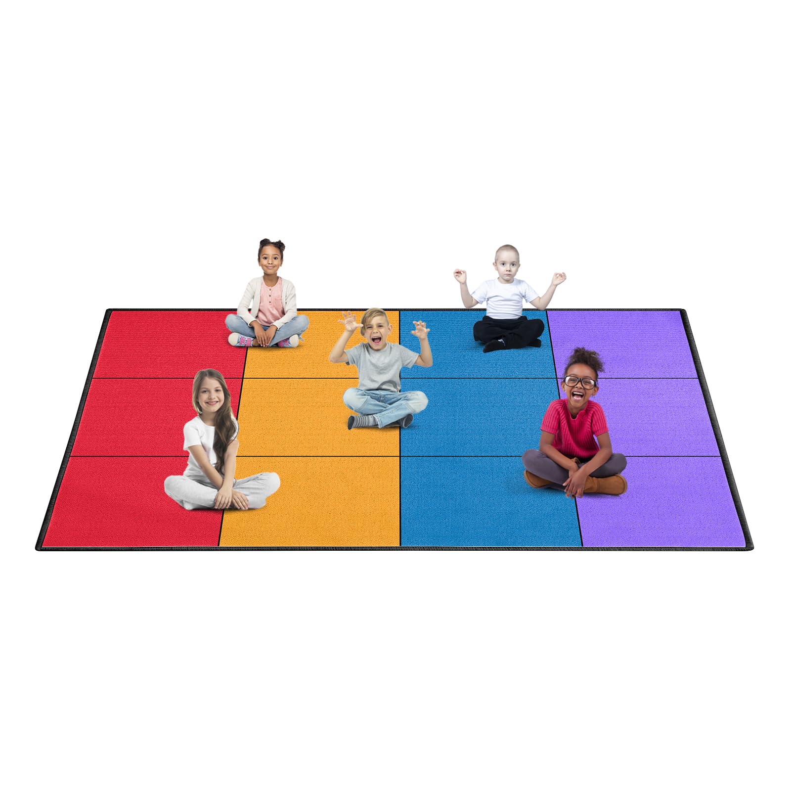 Booooom Jackson Classroom Rug Elementary, 7'5''x5' Colorful Classroom Seating Carpet for Nursery, School, Rainbow Children's Classroom Area Rug Educational Carpet with Non-Slip Backing-ROBP2(Seats-12)