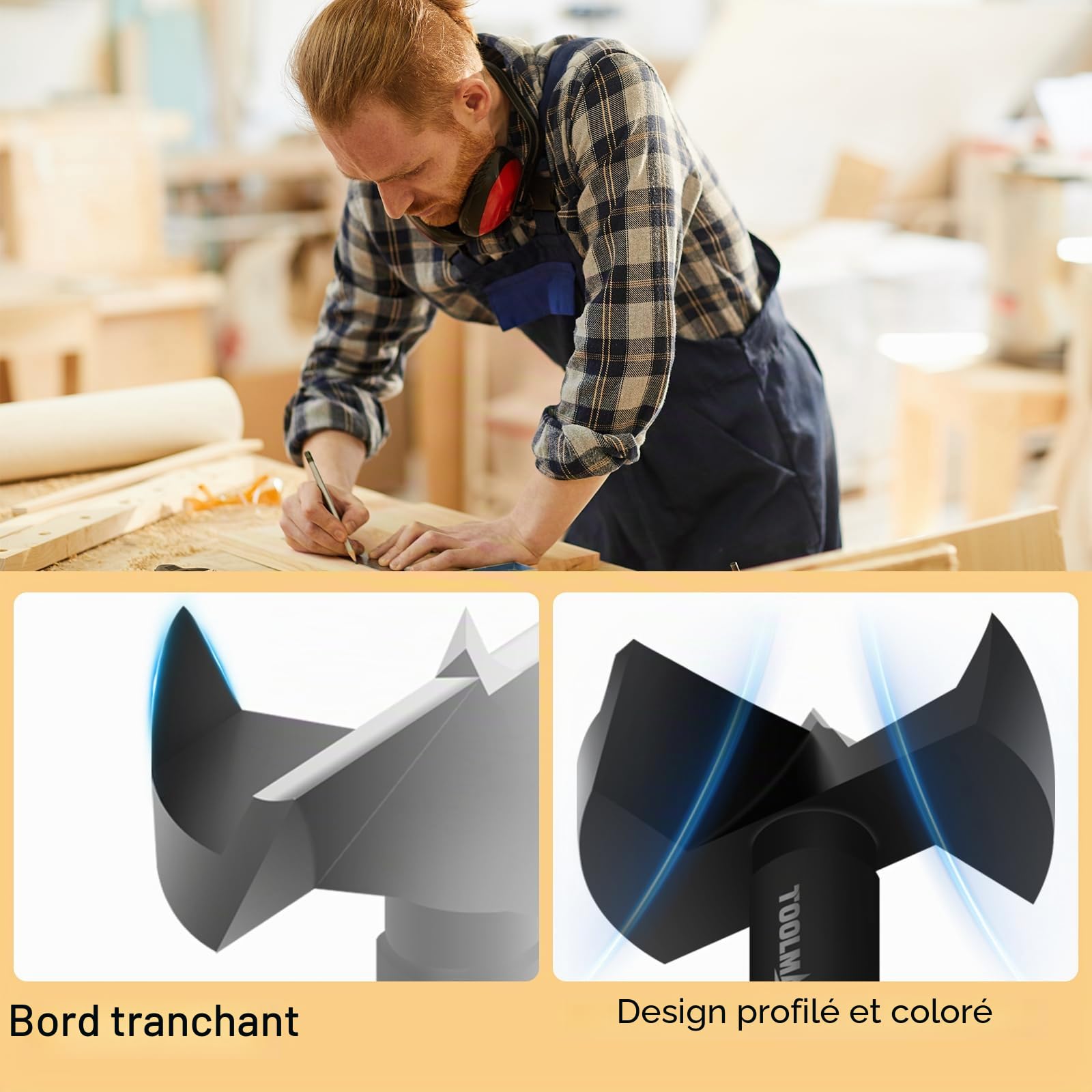 Mèches à Bois 5 pcs Set. Fraise Bois pour Ø 15/20/25/30/35 mm, Mèche Forstner Longueur 90 mm, Forets Forstner