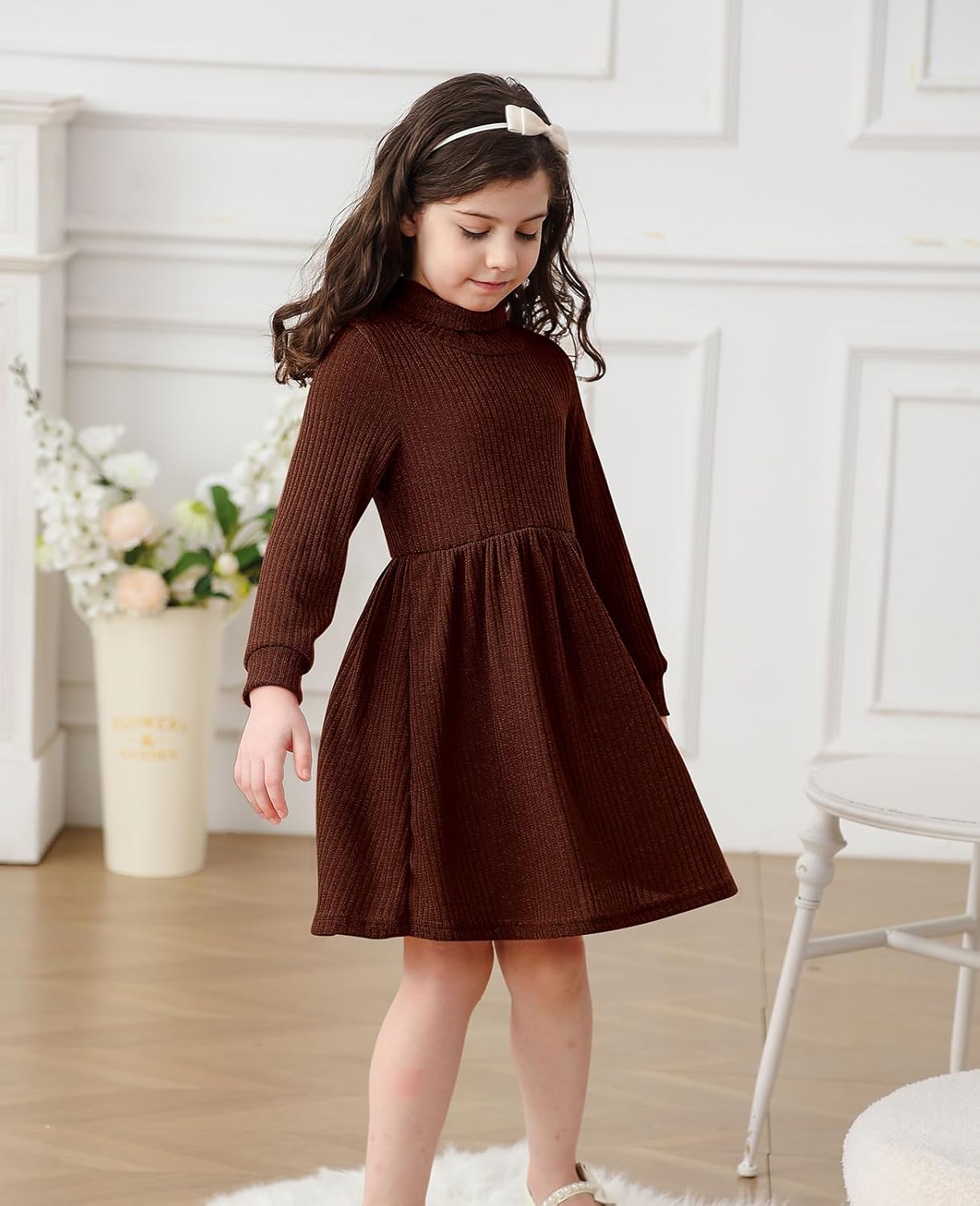 Vieille Toddler Baby Girls Fall Clothes Soft Knit Turtleneck Sweater Dress Long Sleeve Winter Outfits 2-6 Years - Image 3