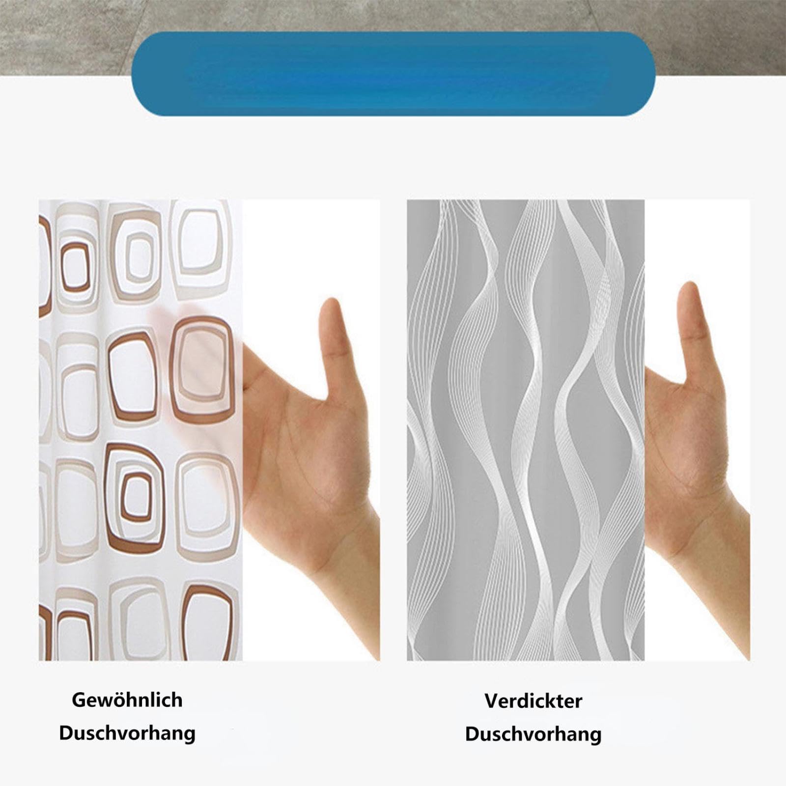Rideau de douche en tissu imperméable 160 x 200 cm, résistant à la moisissure, rideau de salle de bain à séchage rapide pour baignoire et douche, comprend 12 crochets, lavable en machine, durable et