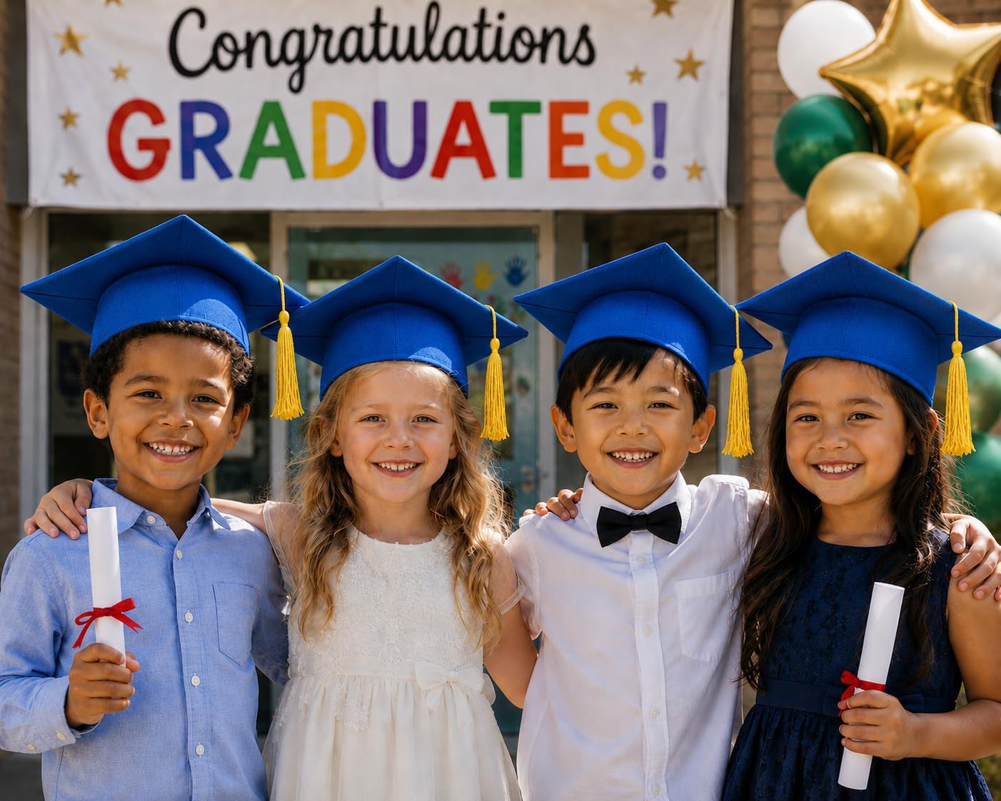 Fun Express Bulk 12 Pieces Kid's Felt Elementary, Kindergarten, Pre-School Graduation Mortarboard Caps, Felt