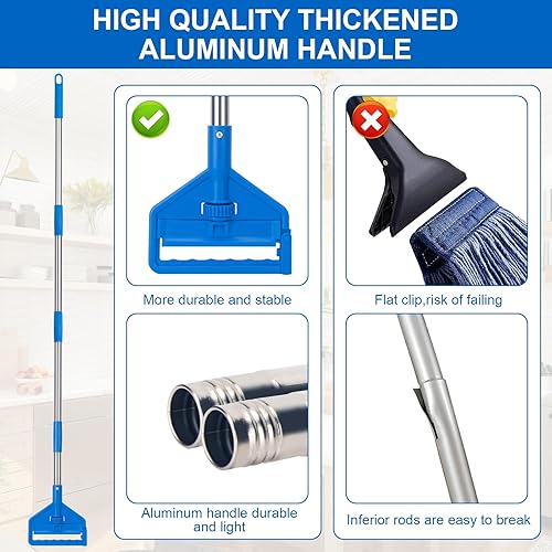Miniatura 6 de KeFanta Trapeador comercial de 60 pulgadas con mango largo, trapeador de algodón de cuerda de extremo con bucle para limpieza del hogar, cocina,