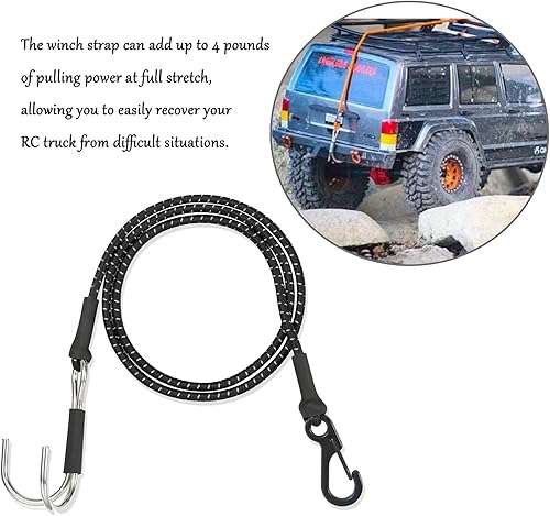 Miniatura 3 de RXZIXYL 110 RC Crawler - Cuerda de escape elástica de fuerza, correa de cabrestante cinética, accesorios RC a escala 110, gancho de remolque de
