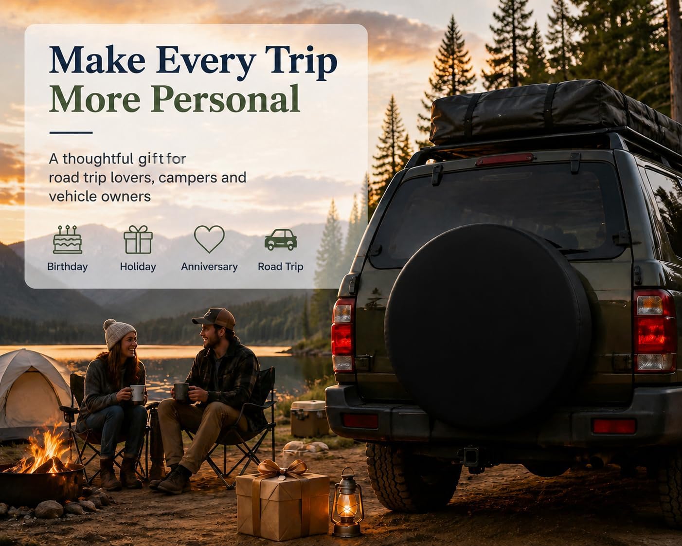 Spare Tire Cover, 420D Oxford Fabric Waterproof Tire Cover for RV Camper Trailer, Black Trailer Spare Tire Cover with Elastic Fit, Available in 14 15 16 17 Inch