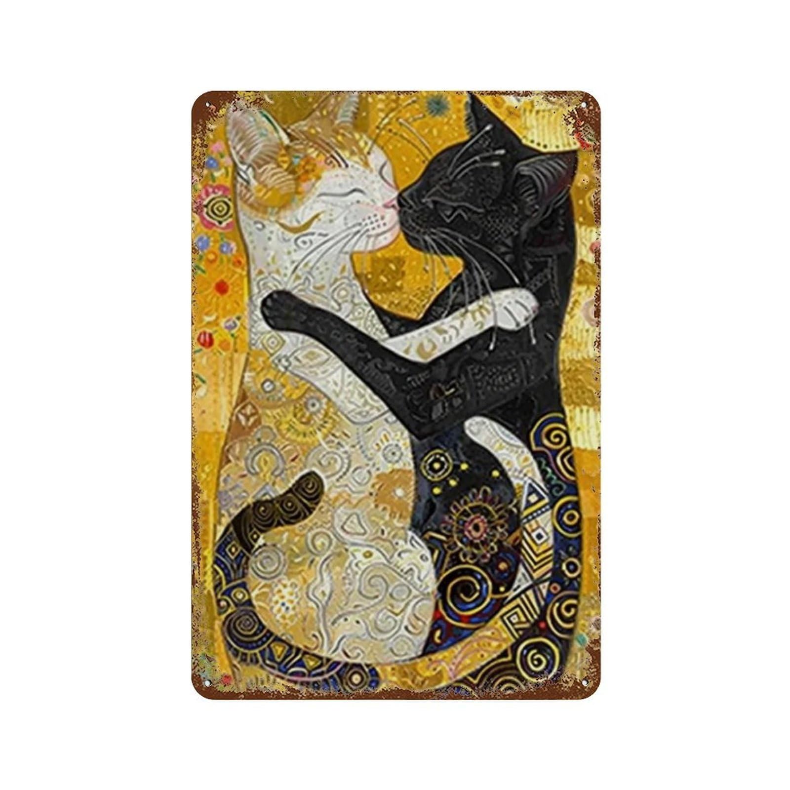 YHGERTKU The Cat's Kiss 03 Wall Art Retro Iron Vintage Metal Tin Sign Poster Modern Decor for Living Rooms Gift 30x20cm