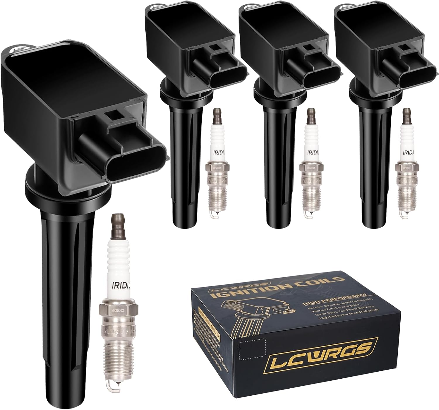 Set of 4 Ignition Coil Pack and Spark Plugs Fits for 2.0 2.5 Mazda 3 Mazda 6 CX5 CX-5 CX3 MX5 CX-3 MX-5 Mazda3 Mazda6 2012 2013 2014 2015 2016 2017 2018 2019 Replaces UF656, 5C1894