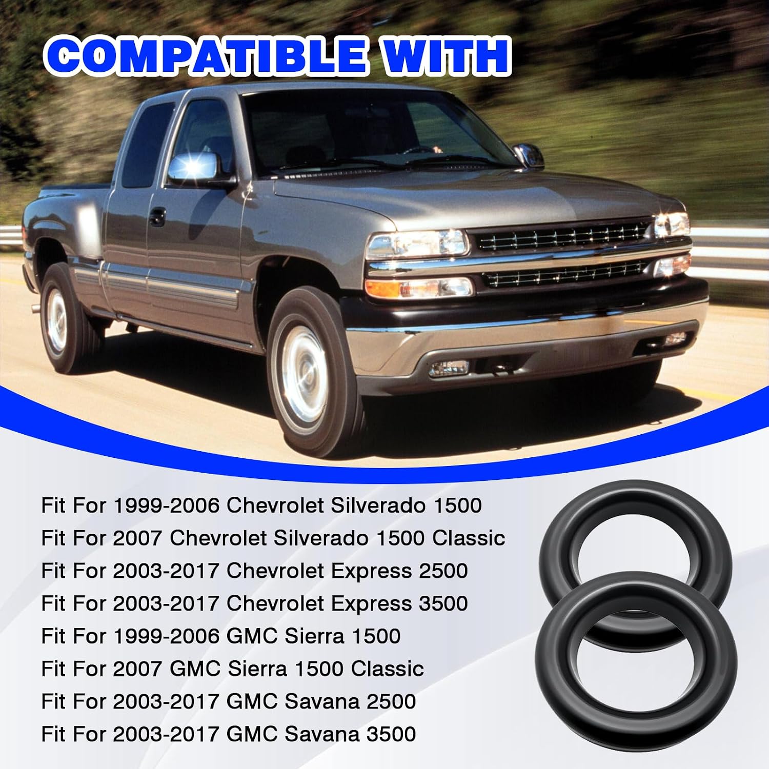 2Pcs Suspension Coil Spring Seat Compatible with Chevrolet Silverado 1500 Express 2500 3500 GMC Sierra 1500 Savana 2500 3500 1999-2017,Front Upper Coil Spring Seat Replacement For 15756770 K160021