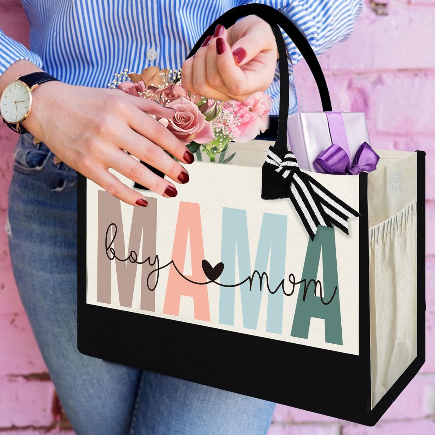 Canvas Tote Bag for Mom Nurse Teacher Boss Lady Dog Mom Christmas Birthday Gifts for Women Lady for Shopping - Image 2