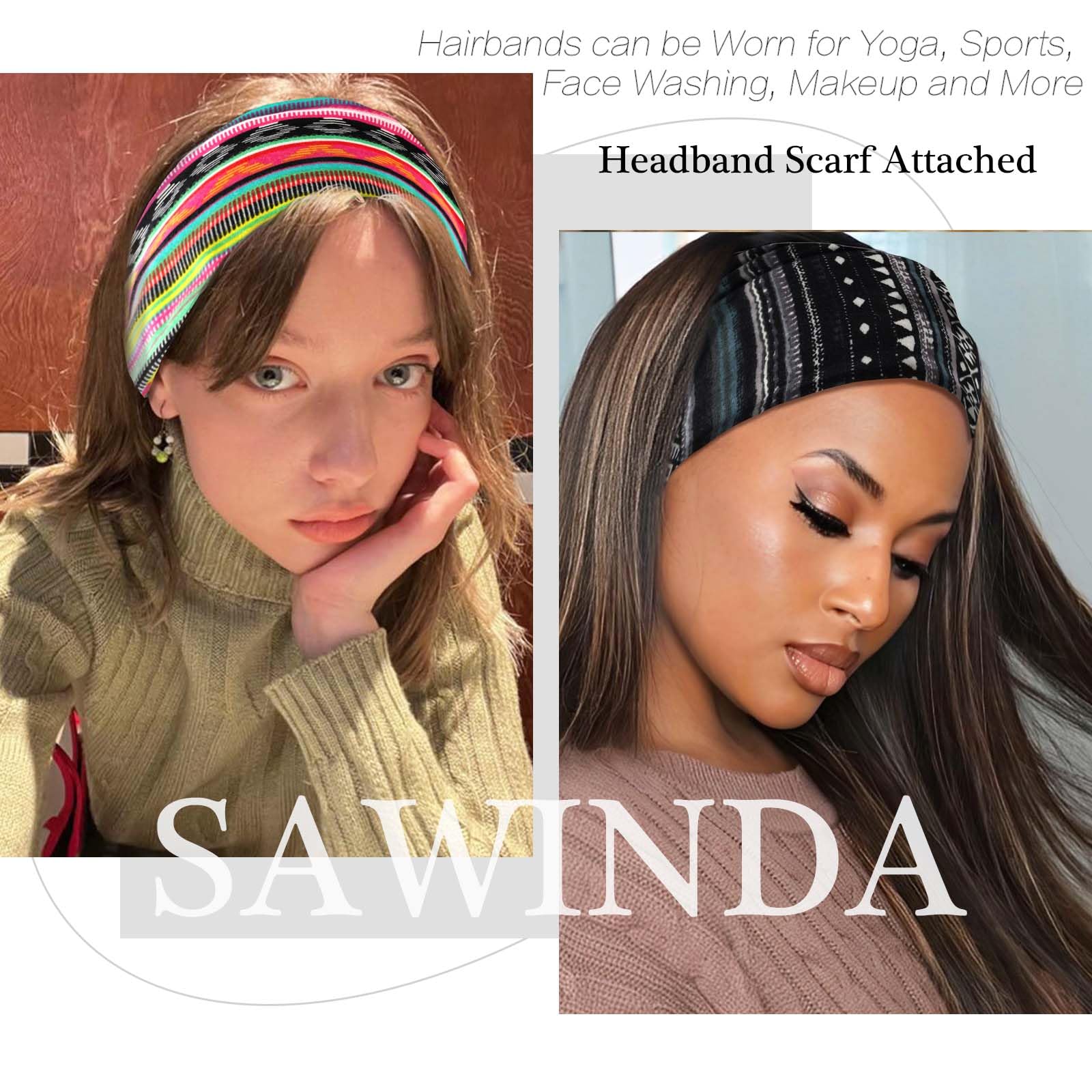 Diademas bohemias para mujer, bandas elásticas anchas para el cabello, turbante anudado, bandas para la cabeza, para yoga, correr, banda elástica suave para el sudor, elegantes accesorios para
